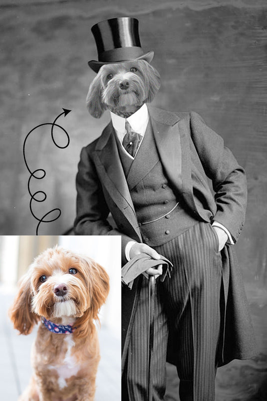 Pet Gentleman, Pet Human Art, Pet Canvas Art