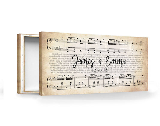 Unique Wedding Gift, Song Lyric Art, First Dance Song, First Anniversary Gift Canvas