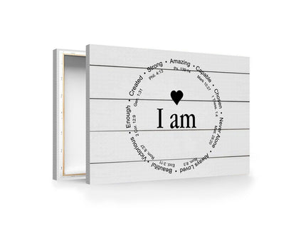 I Am Christian Encouragement Canvas, Bible Affirmation Wall Art, Faith Home Decor Print
