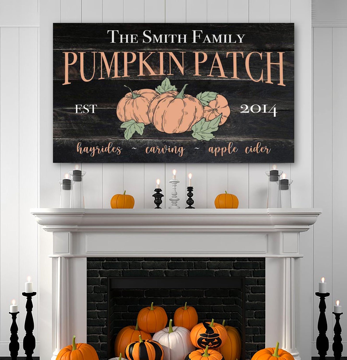 Pumpkin Patch, Personalized Family Name Date, Halloween Canvas, Fall Wall Decor