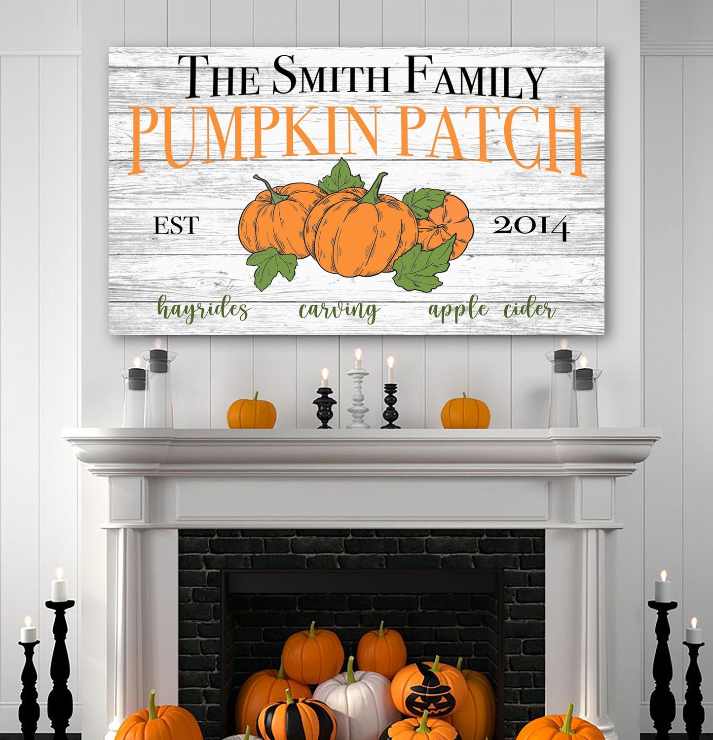 Fall Canvas, Personalized Family, Pumpkin Patch Canvas Art, New home Gift, Gift for Her, Canvas family Wall Art