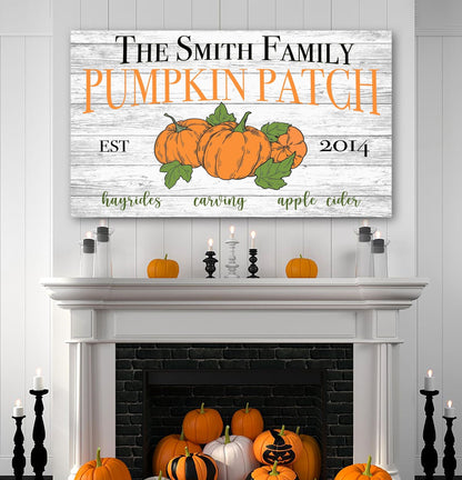 Fall Canvas, Personalized Family, Pumpkin Patch Canvas Art, New home Gift, Gift for Her, Canvas family Wall Art