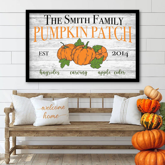 Fall Canvas, Personalized Family, Pumpkin Patch Canvas Art, New home Gift, Gift for Her, Canvas family Wall Art