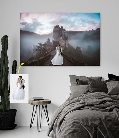 Wedding Couple Fantasy, Couple Gift, Gamer Couple, Background Couple Canvas Art