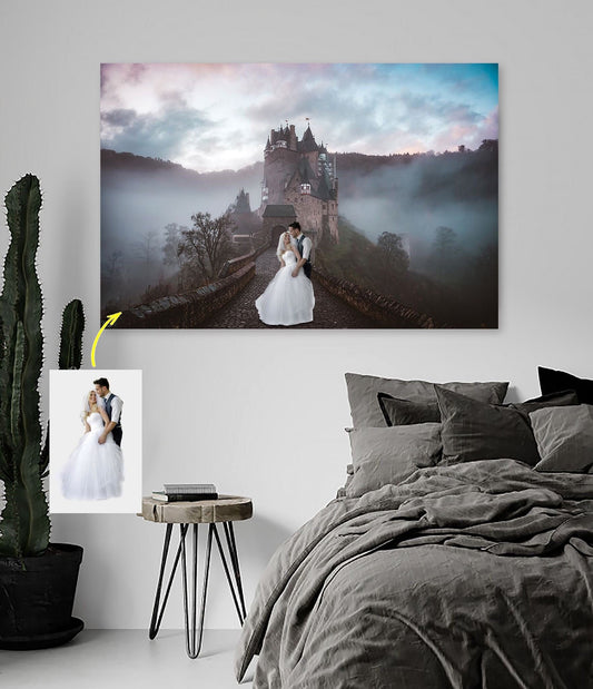 Wedding Couple Fantasy, Couple Gift, Gamer Couple, Background Couple Canvas Art