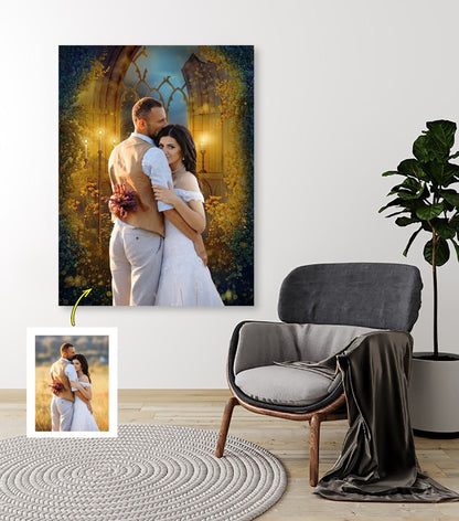 Wedding Couple Fantasy, Couple Gift, Gamer Couple, Background Couple Canvas Art