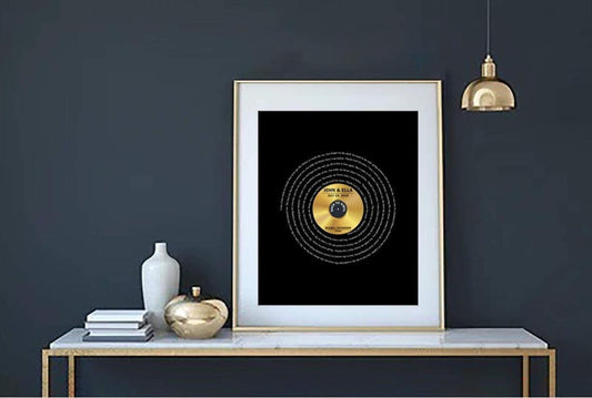 Personalized Song Lyric Art, Wedding Song Lyric, Personalized Record, Favorite Song, Music Art, First Dance,  Gift for her, Gift for him