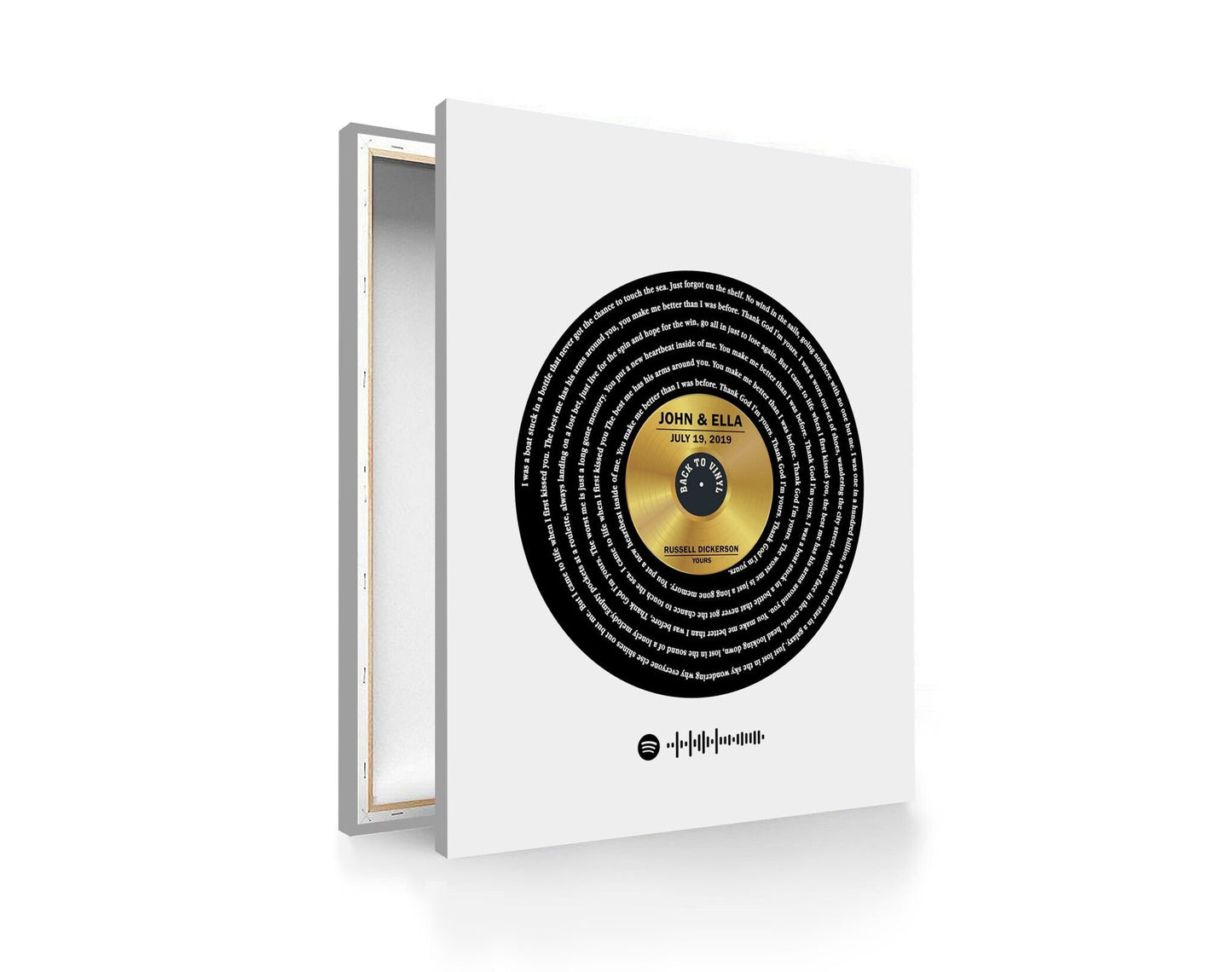 Custom Vinyl Record Song Lyrics Canvas, Personalized Spotify Couple Names And Date Wall Art, Anniversary Decor