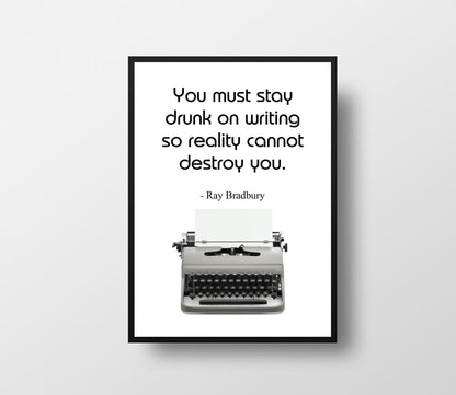 Ray Bradbury Writing Inspiration, Artsy Print or Canvas, Typewriter Art Print