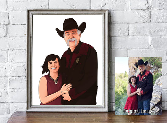 Custom Couple Portrait, Couple Digital Painting Art, Couple Cartoon Print or Canvas