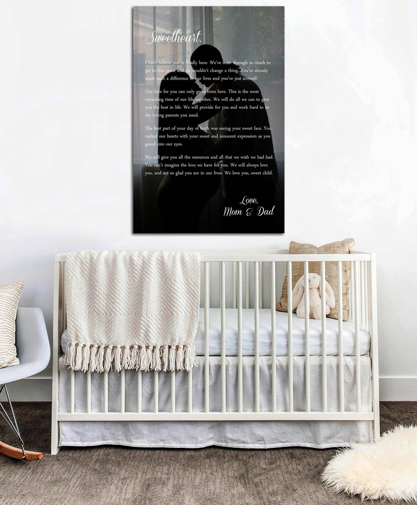 Mom Dad Letter, Letter to Baby, Letter to Son, Letter to Daughter, Nursery Canvas Art