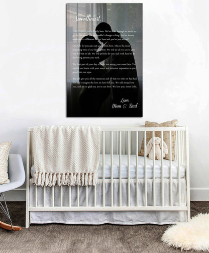 Mom Dad Letter, Letter to Baby, Letter to Son, Letter to Daughter, Nursery Canvas Art