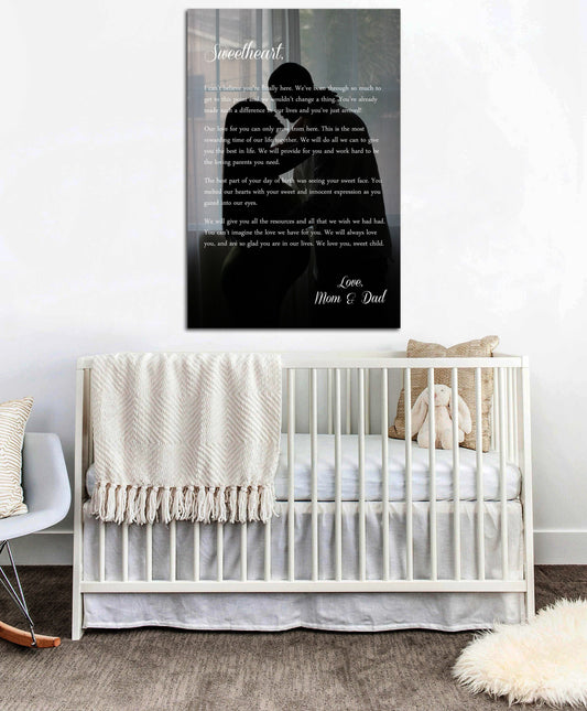 Mom Dad Letter, Letter to Baby, Letter to Son, Letter to Daughter, Nursery Canvas Art