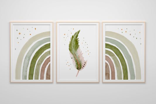 Neutral Baby Nursery Art, Neutral Rainbow Art, Nursery Decor, Boho Art