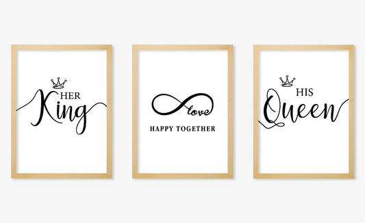 Her King His Queen Art, Happy Together, Infinity Sign Art, King Queen Prints or Canvas