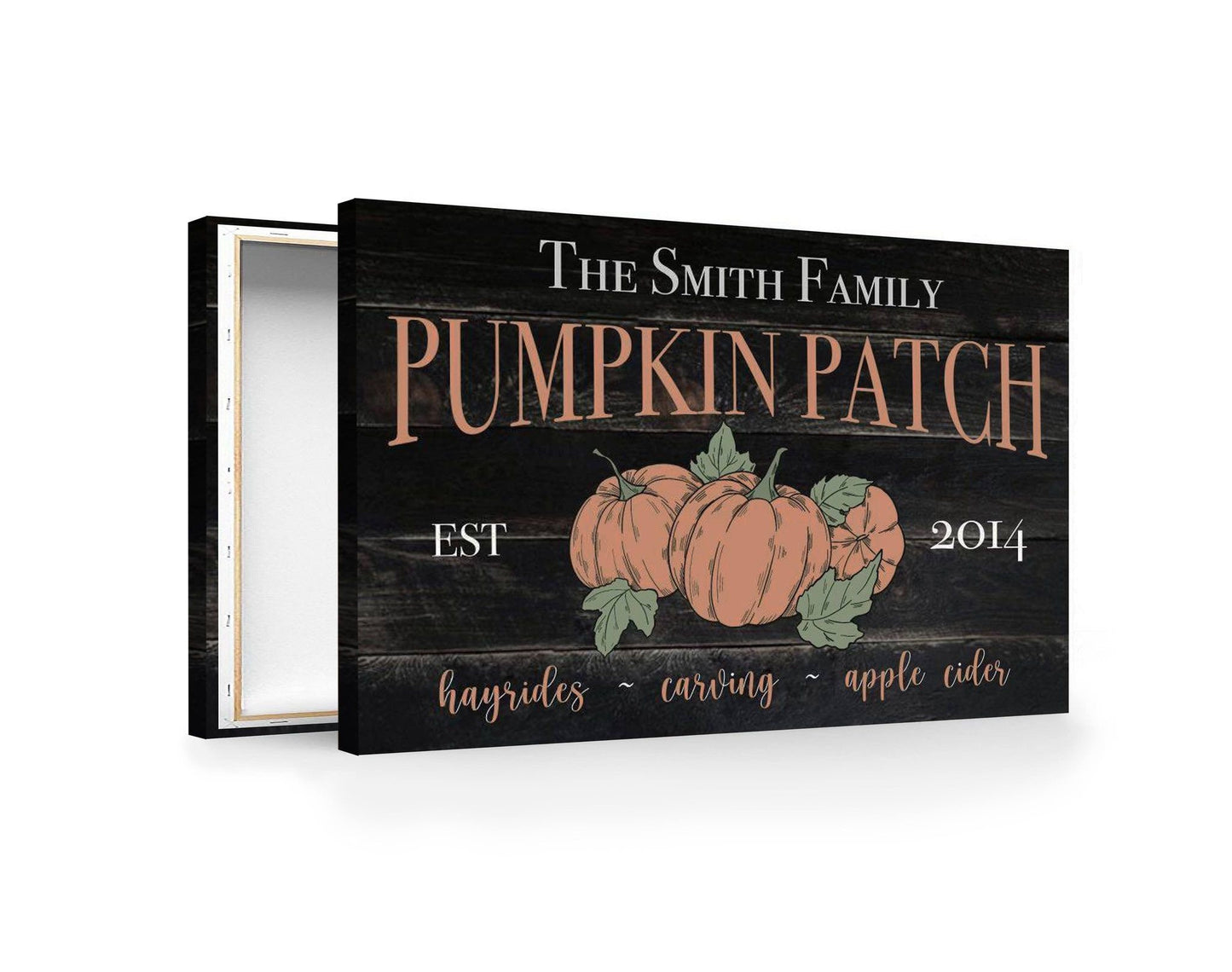 Pumpkin Patch, Personalized Family Name Date, Halloween Canvas, Fall Wall Decor