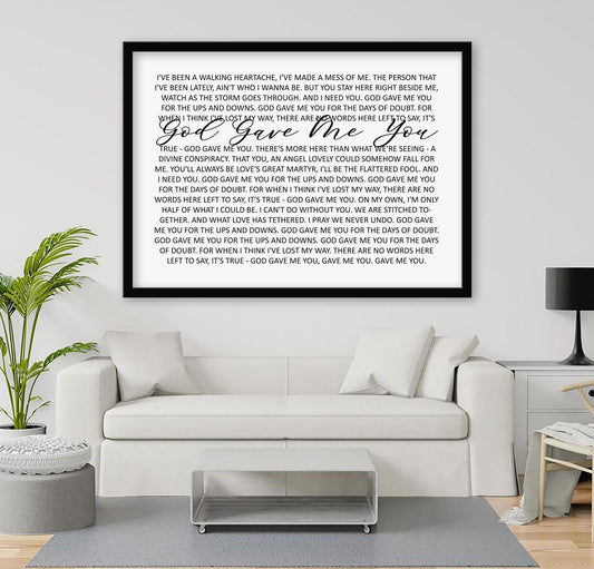 God Gave Me You Lyrics Music Wedding Song Canvas Art