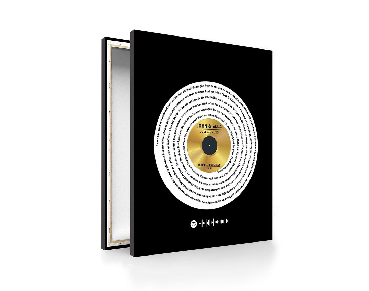 Custom Spotify Song Couple Canvas, Personalized Names And Date Wall Art, Music Anniversary Decor Print