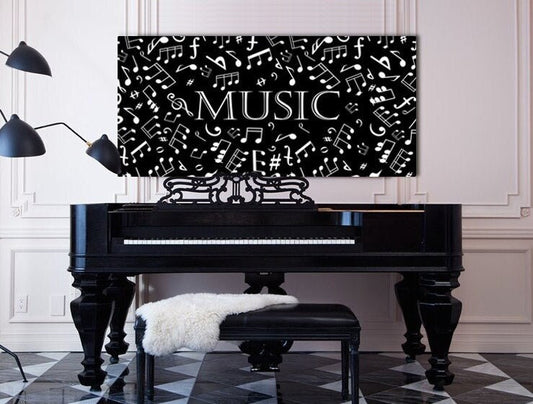 Music Notes Black Sheet Music Canvas Wall Decor