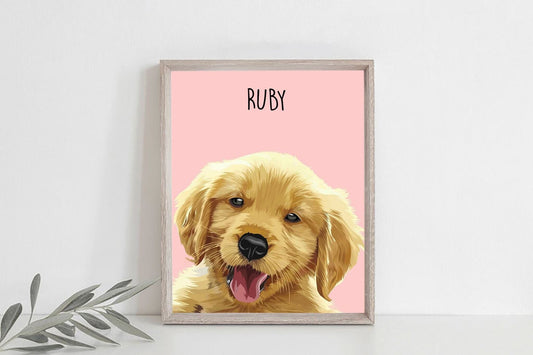 Dog Portrait, Dog Painting, Pet Portrait, Animal Illustration Print or Canvas