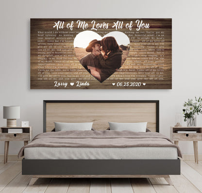 Personalized 1st Anniversary Paper First Dance Song Canvas Wall Art