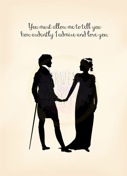 Pride and Prejudice Silhouette Art Print