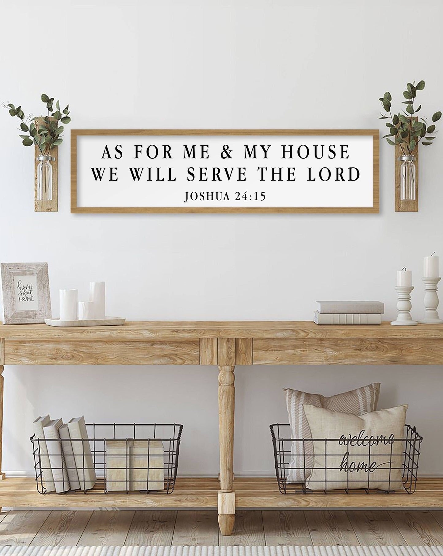 We Will Serve The Lord Canvas, Joshua 24:15 Christian Wall Art, Family Bible Verse Decor
