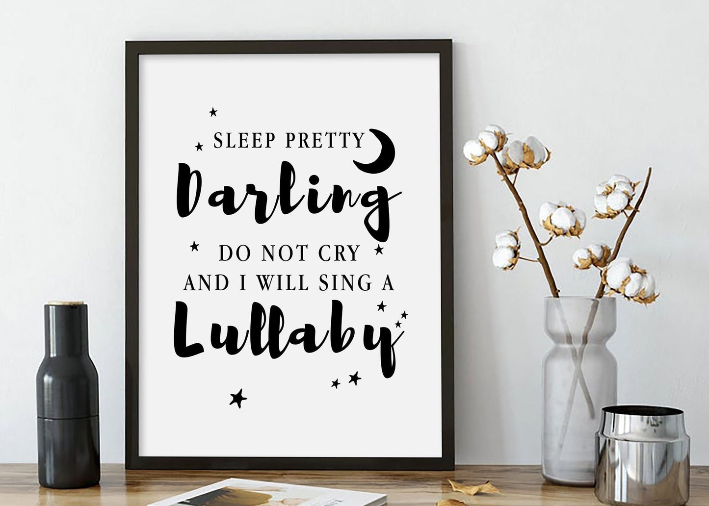 Lullaby Nursery Art, Nursery Decor, Sleep Nursery Art, Minimalist Print or Canvas