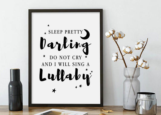 Lullaby Nursery Art, Nursery Decor, Sleep Nursery Art, Minimalist Print or Canvas