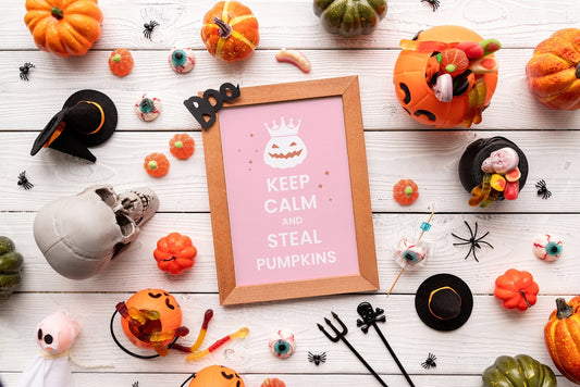 Halloween Keep Calm Pumpkin Illustration Boho Wall Decor