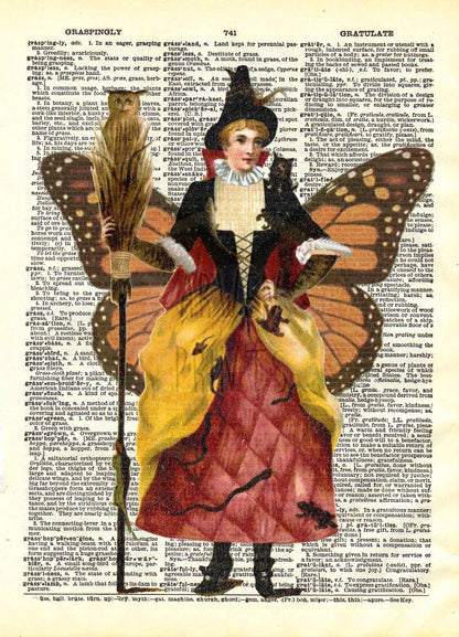 Witch Vintage Halloween Dictionary Art Print