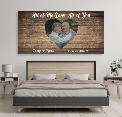 Custom anniversary song heart photo canvas 5th 50th