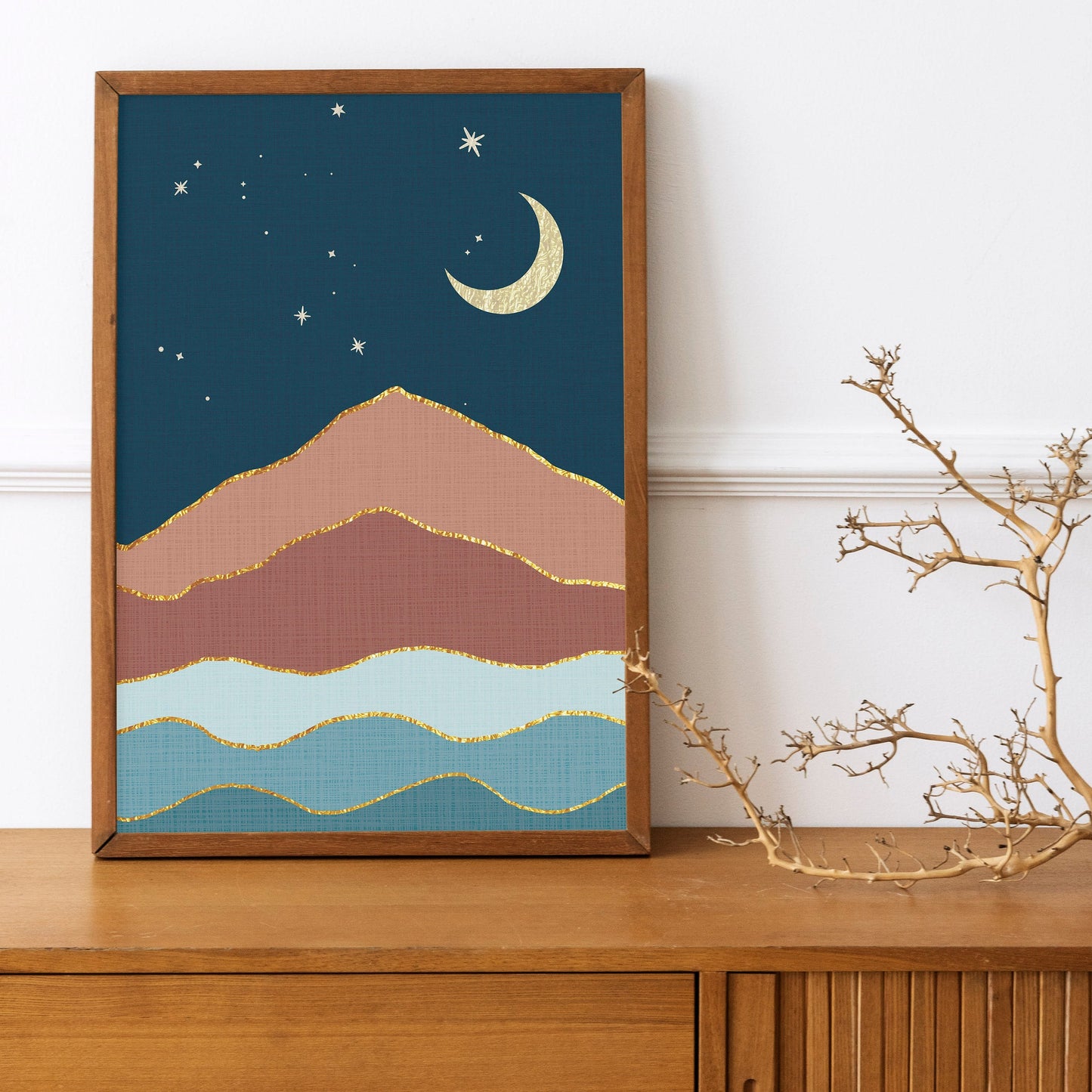 Moon Mountain Abstract Boho Wall Decor Art Print