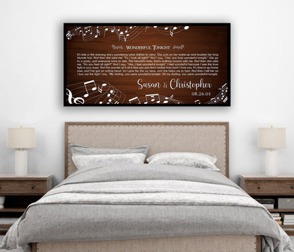 Personalized first dance song lyric music notes canvas