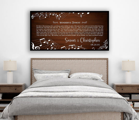Song Lyrics Names and Date Music Notes Canvas Wall Decor