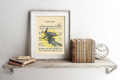 Halloween Vintage Witch Sheet Music Art Print