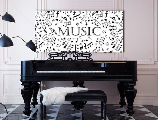 Music Notes White Song Musician Canvas Wall Decor