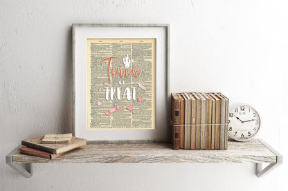Halloween Trick or Treat Candy Dictionary Art Print