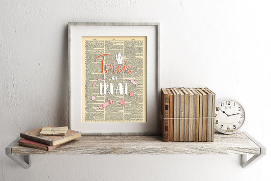 Halloween Trick or Treat Candy Dictionary Art Print