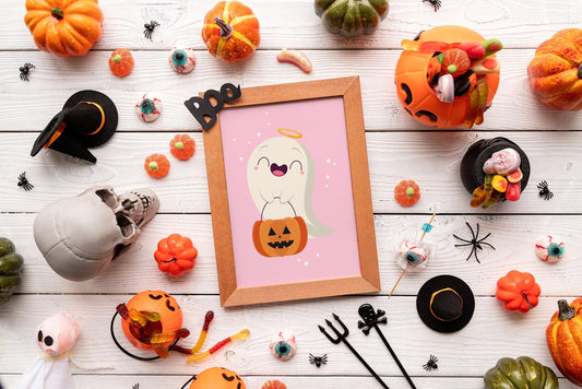 Halloween Cute Ghost Boho Illustration Wall Decor