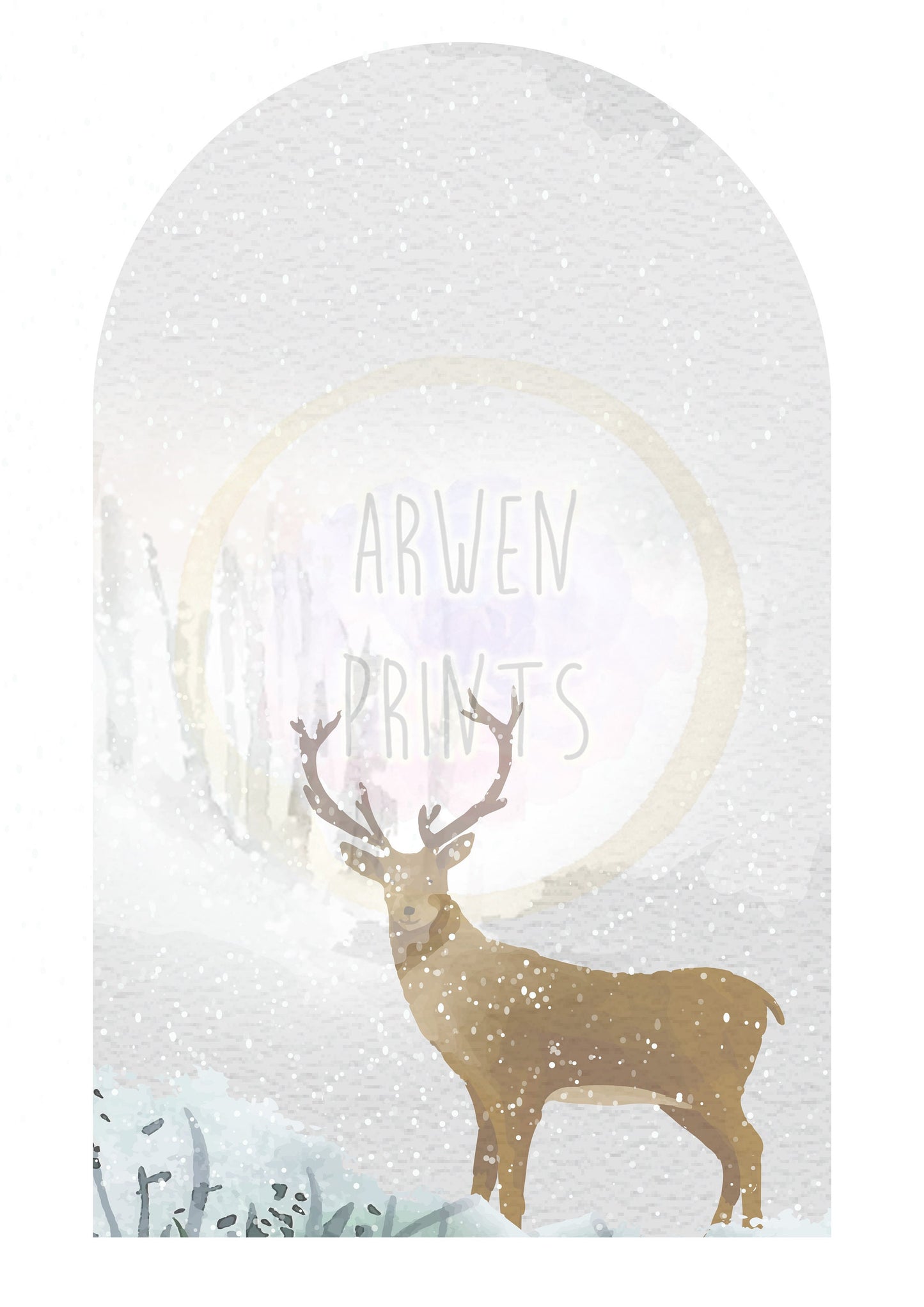 Deer Elk Winter Snow Wall Decor 3 Print Set