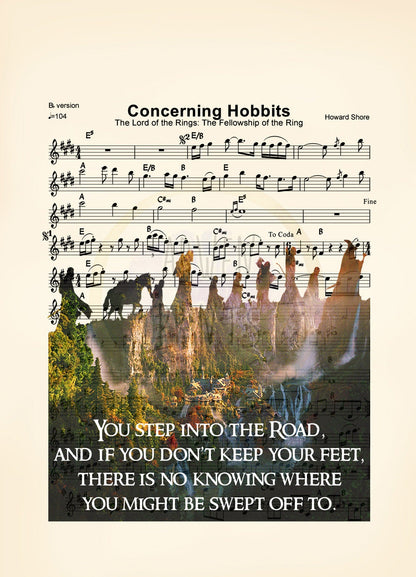 Lord of the Rings Adventure Quote Sheet Music Art Print Wall Decor