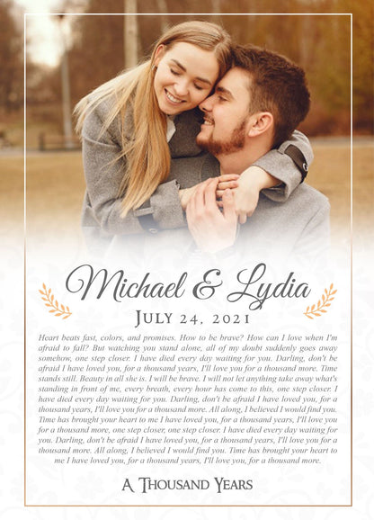 Personalized Wedding Picture Song Lyric Wall Art