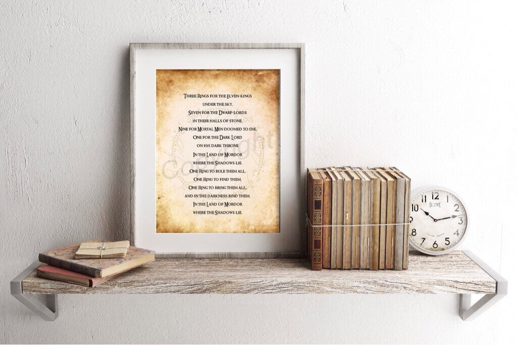 Lord of the Rings One Ring To Rule Them All Verse Art Print