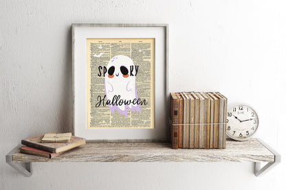 Ghost Spooky Halloween Dictionary Art Print