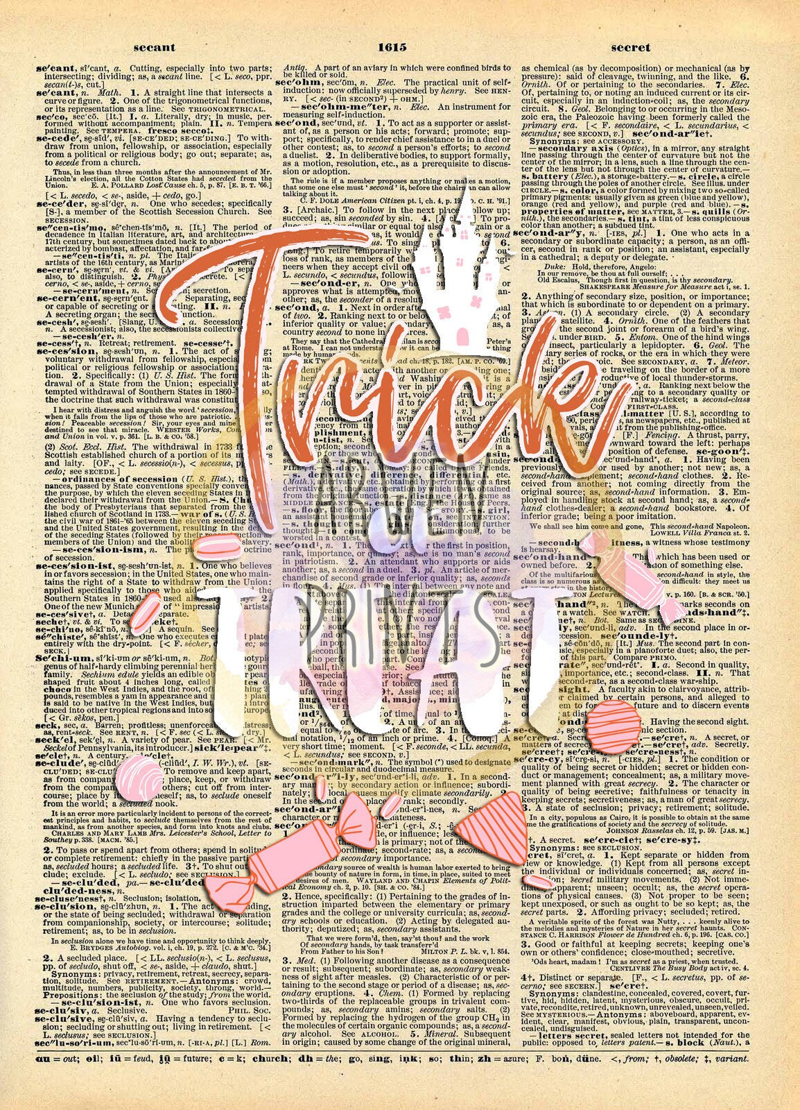 Halloween Trick or Treat Candy Dictionary Art Print