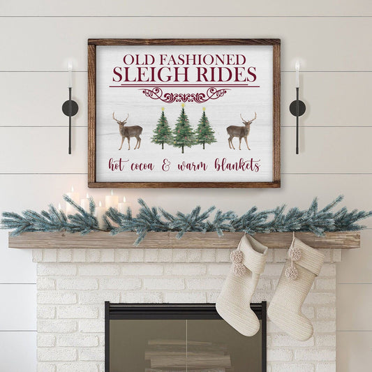 Old Fashioned Sleigh Rides Canvas Wall Decor, Christmas Wall Decor, Christmas Art, Christmas Canvas, Classic Christmas