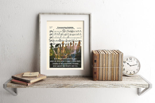 Lord of the Rings Adventure Quote  Wall Decor Sheet Music Wall Art — Disney Gift for Music Lovers
