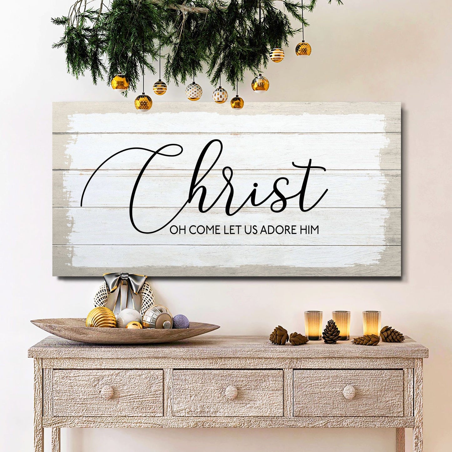 Oh Come Let Us Adore Him Christ Canvas Wall Decor