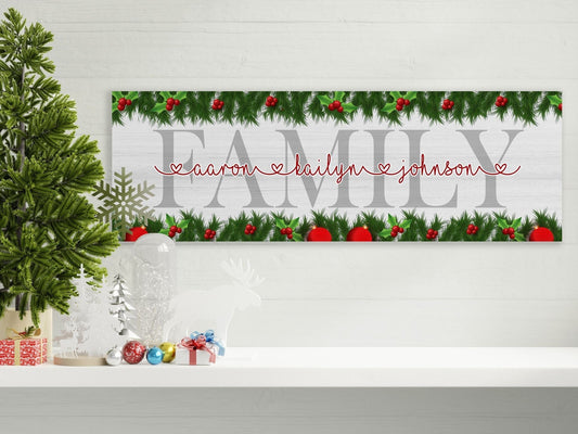 Family Names Custom Christmas Canvas Wall Decor